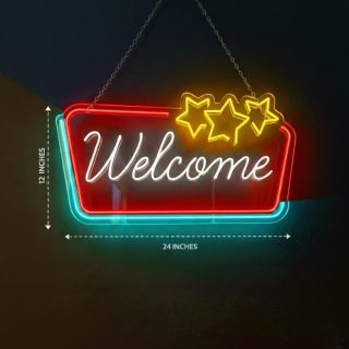 Welcome Neon Sign for decor in entrance any Place
