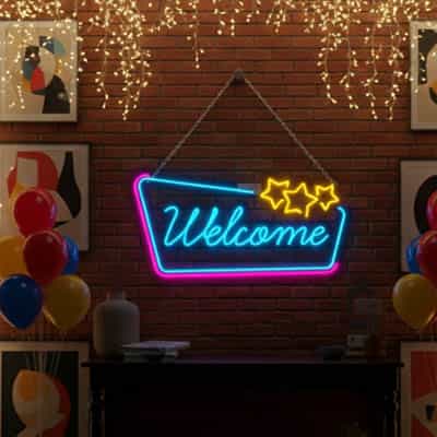 Welcome Neon Sign for decor in entrance any Place