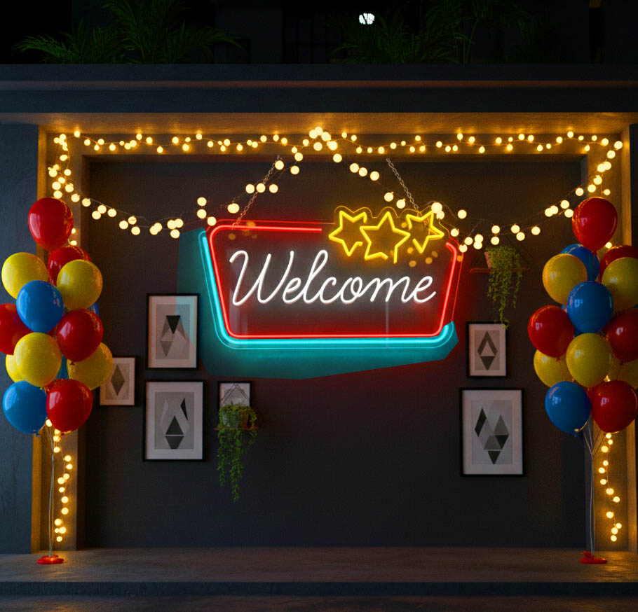 Welcome Neon Sign for decor in entrance any Place